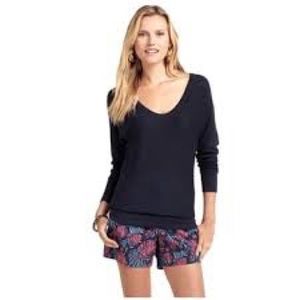 Lilly Pulitzer Black V Neck Silk Cotton Sweater size Large